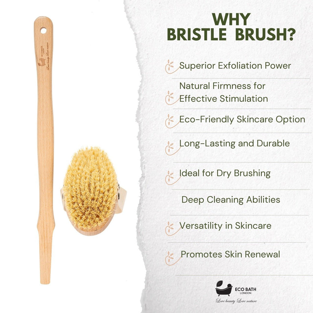 Eco Bath Natural Bristle Body Brush Detachable with Soft Bristles by Eco Bath London | The Hackers Market