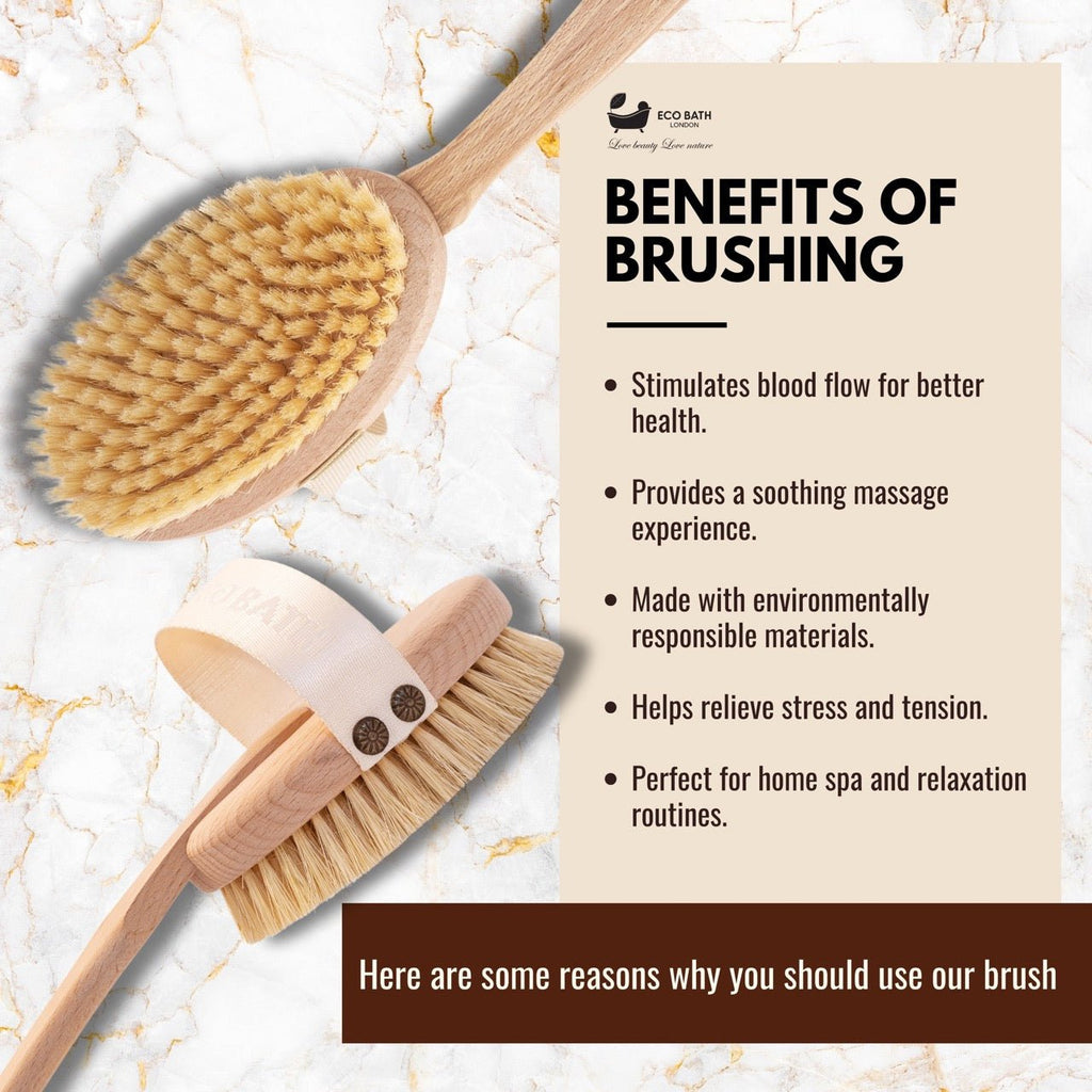 Eco Bath Natural Bristle Body Brush Detachable with Soft Bristles by Eco Bath London | The Hackers Market