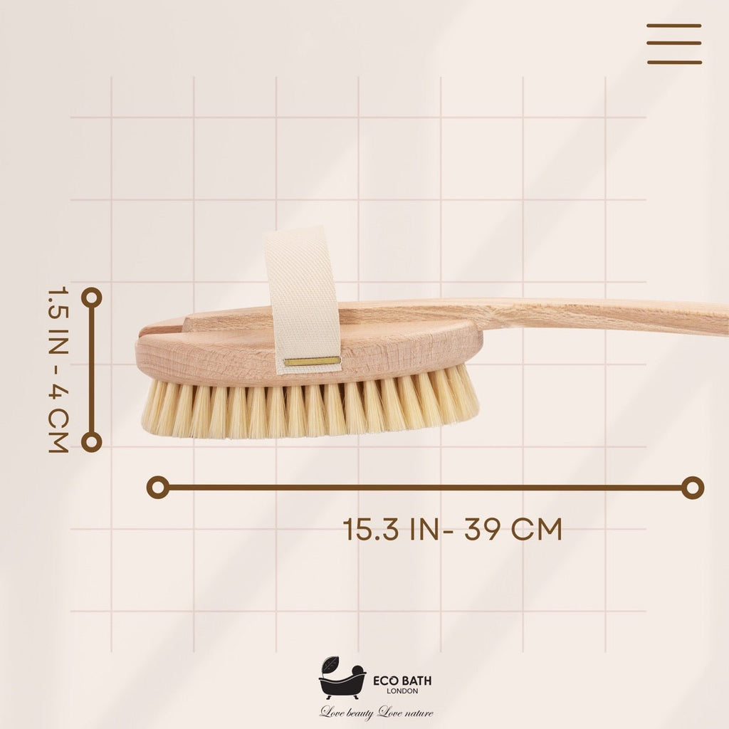 Eco Bath Natural Bristle Body Brush Detachable with Soft Bristles by Eco Bath London | The Hackers Market