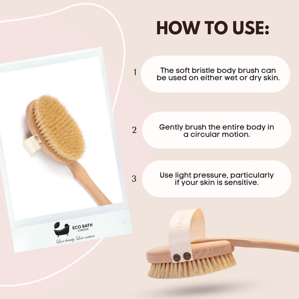 Eco Bath Natural Bristle Body Brush Detachable with Soft Bristles by Eco Bath London | The Hackers Market