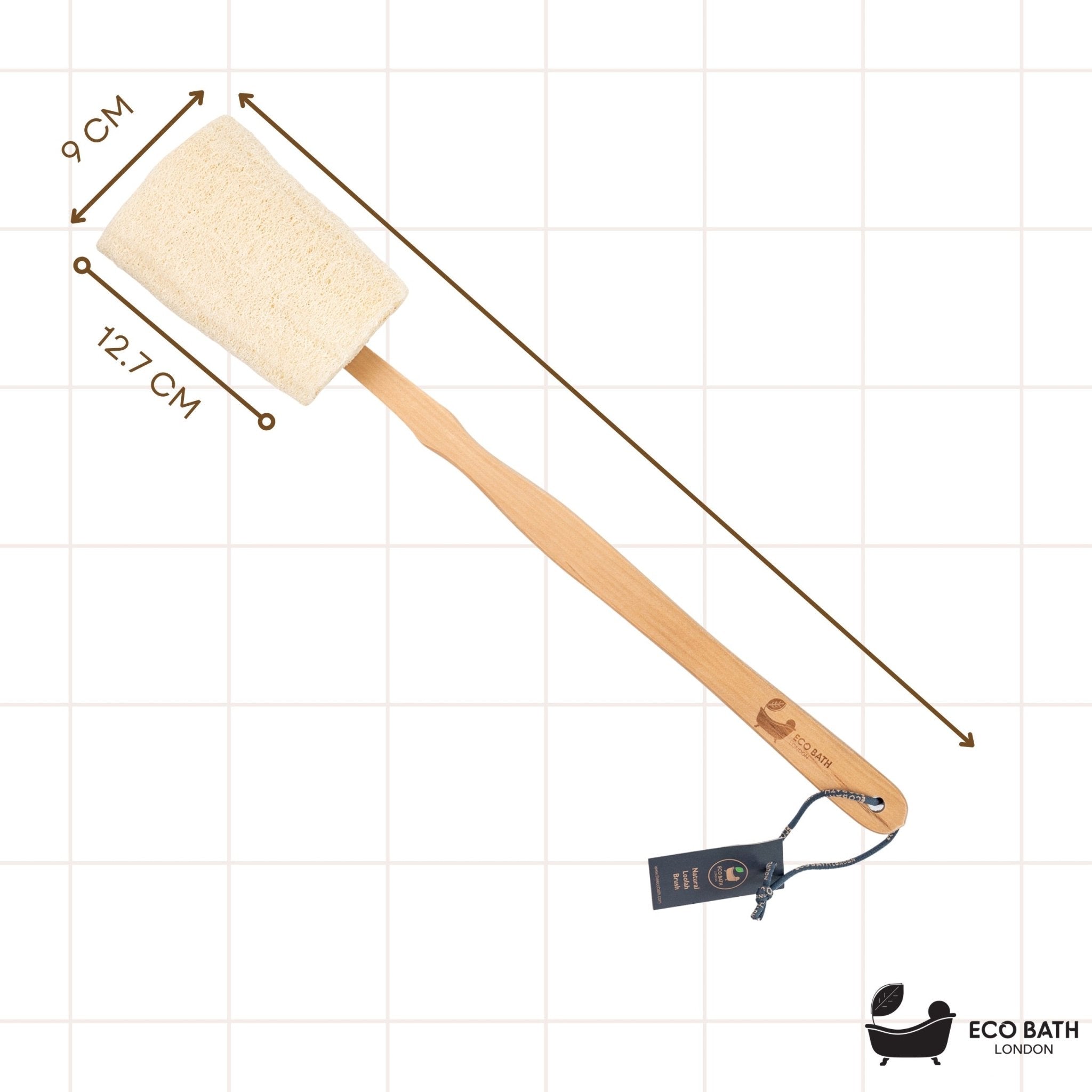 Eco Bath London Natural Loofah Brush - Premium Loofah Body Brush with Handle