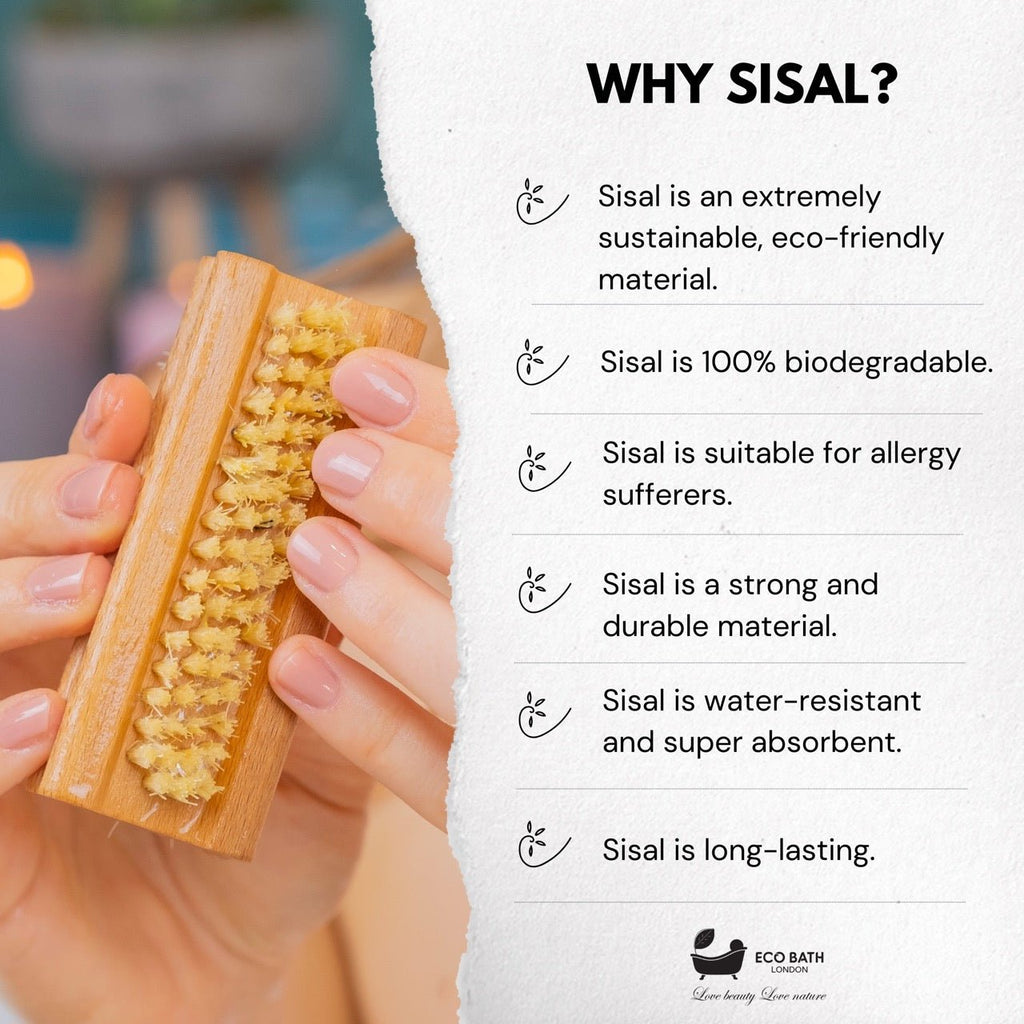 Eco Bath Natural Sisal Nail Brush Collection - Available in Beech Wood, Walnut Wood and Olive Wood by Eco Bath London | The Hackers Market