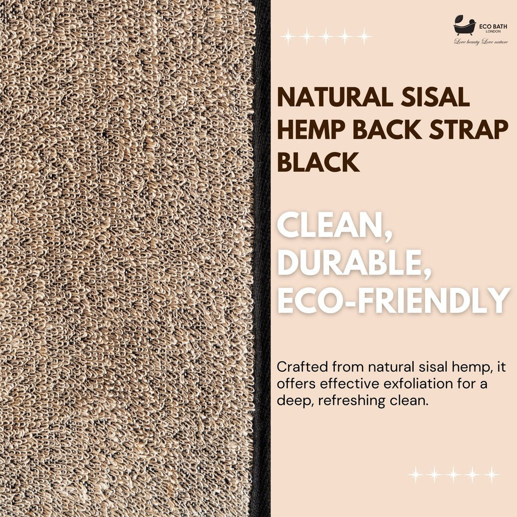 Eco Bath  Natural Sisal Hemp Back Strap Black