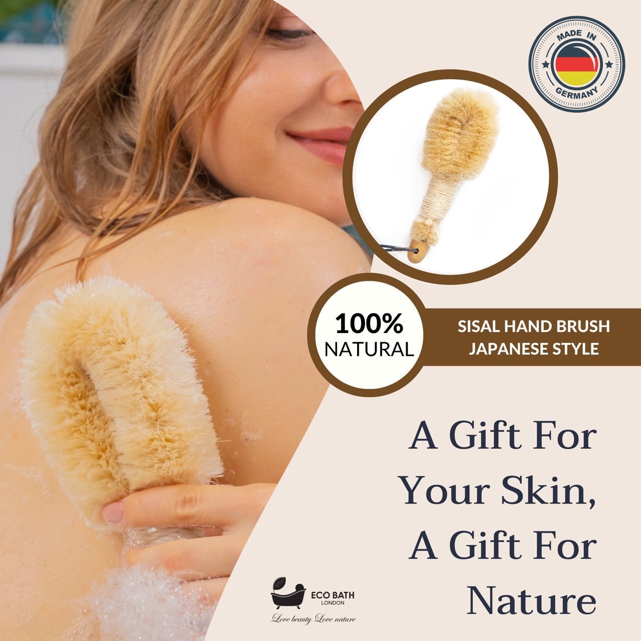 Eco Bath Natural Sisal Round Brush Japanese Style by Eco Bath London | The Hackers Market
