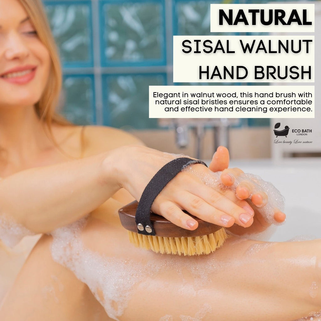 Eco Bath London Natural Sisal Walnut Hand Brush - Luxury Hand Brush for Dry Brushing by Eco Bath London | The Hackers Market