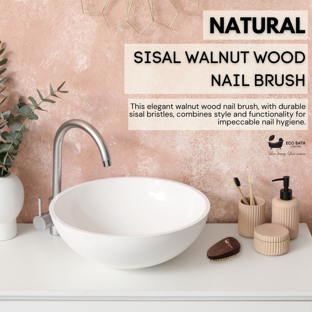 Eco Bath Natural Sisal Walnut Wood Nail Brush - Luxurious Design by Eco Bath London | The Hackers Market