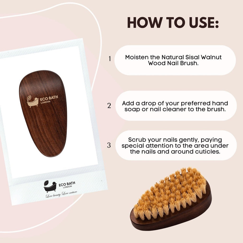 Eco Bath Natural Sisal Walnut Wood Nail Brush - Luxurious Design by Eco Bath London | The Hackers Market