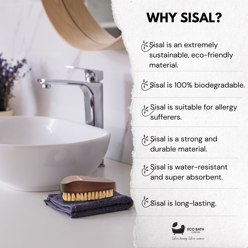 Eco Bath Natural Sisal Walnut Wood Nail Brush - Luxurious Design by Eco Bath London | The Hackers Market