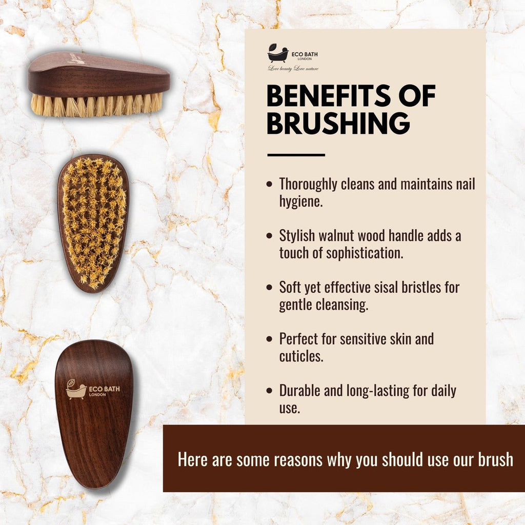 Eco Bath Natural Sisal Walnut Wood Nail Brush - Luxurious Design by Eco Bath London | The Hackers Market