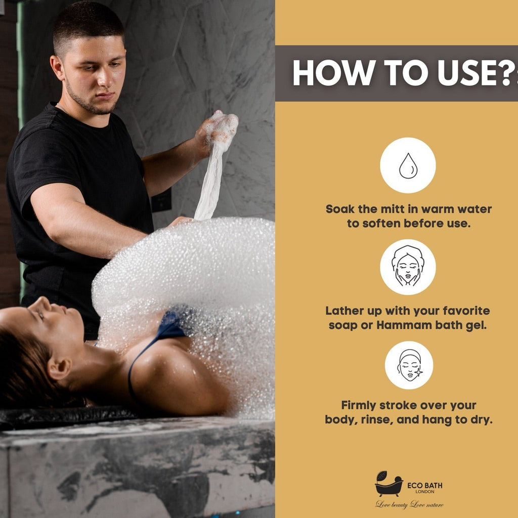 Eco Bath London Turkish Bath Mitt Fine Texture - Skin Exfoliating Glove by Eco Bath London | The Hackers Market
