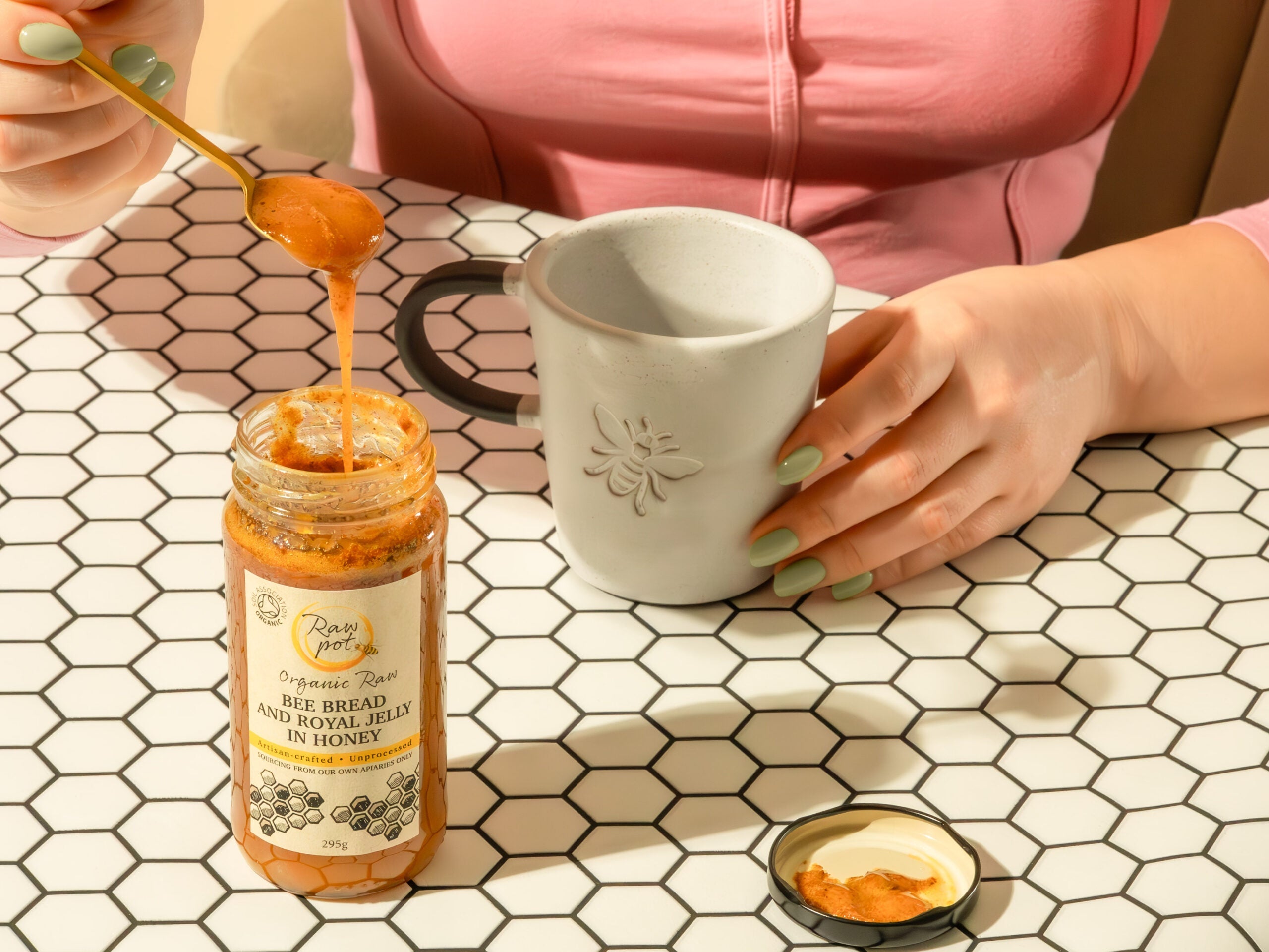 Organic Raw Bee Bread With Royal Jelly In Honey