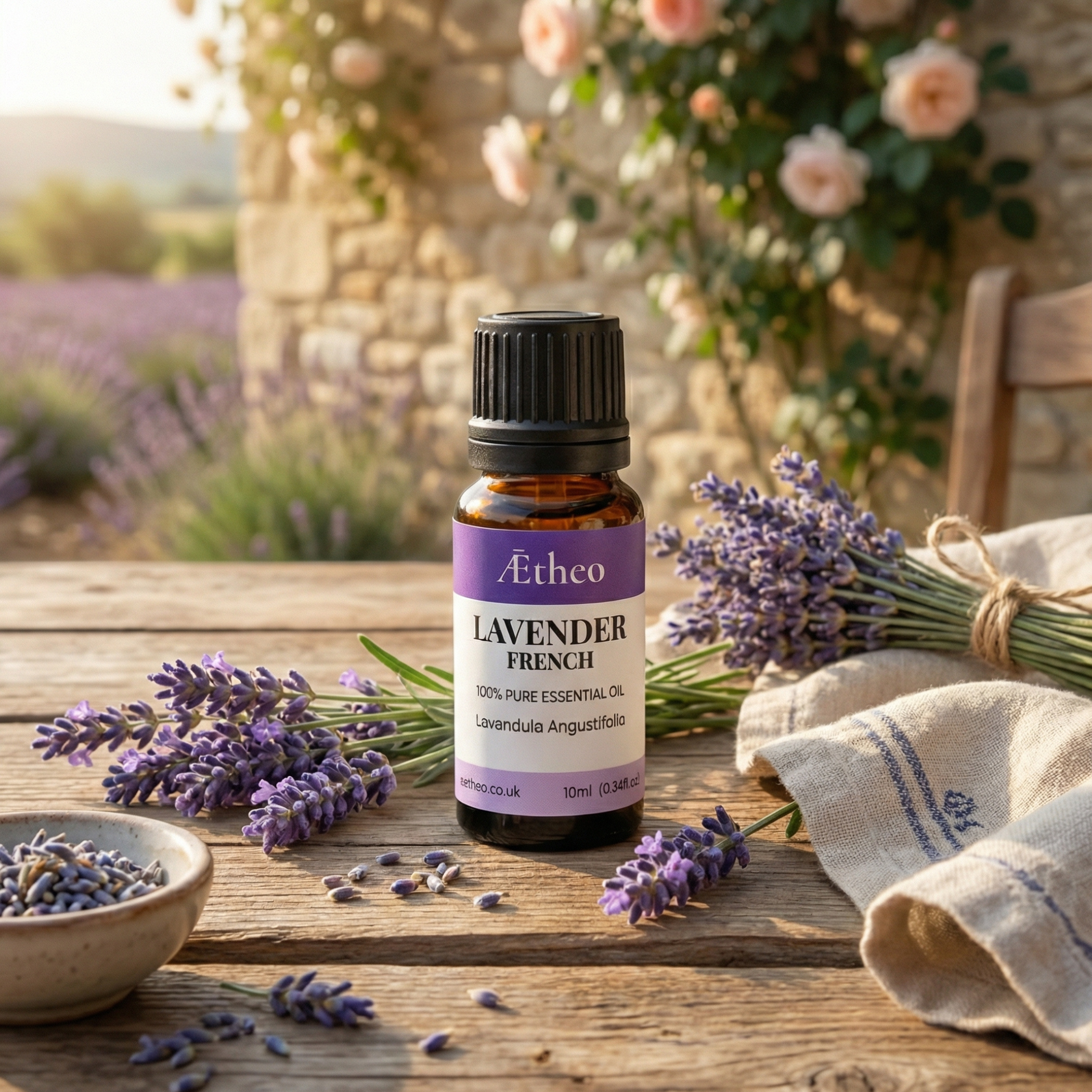 Aetheo Lavender French Essential Oil 10ml | 100% Pure Aromatherapy Oil for Sleep & Relaxation | UK Bottled Professional Grade | Vegan & Cruelty-Free