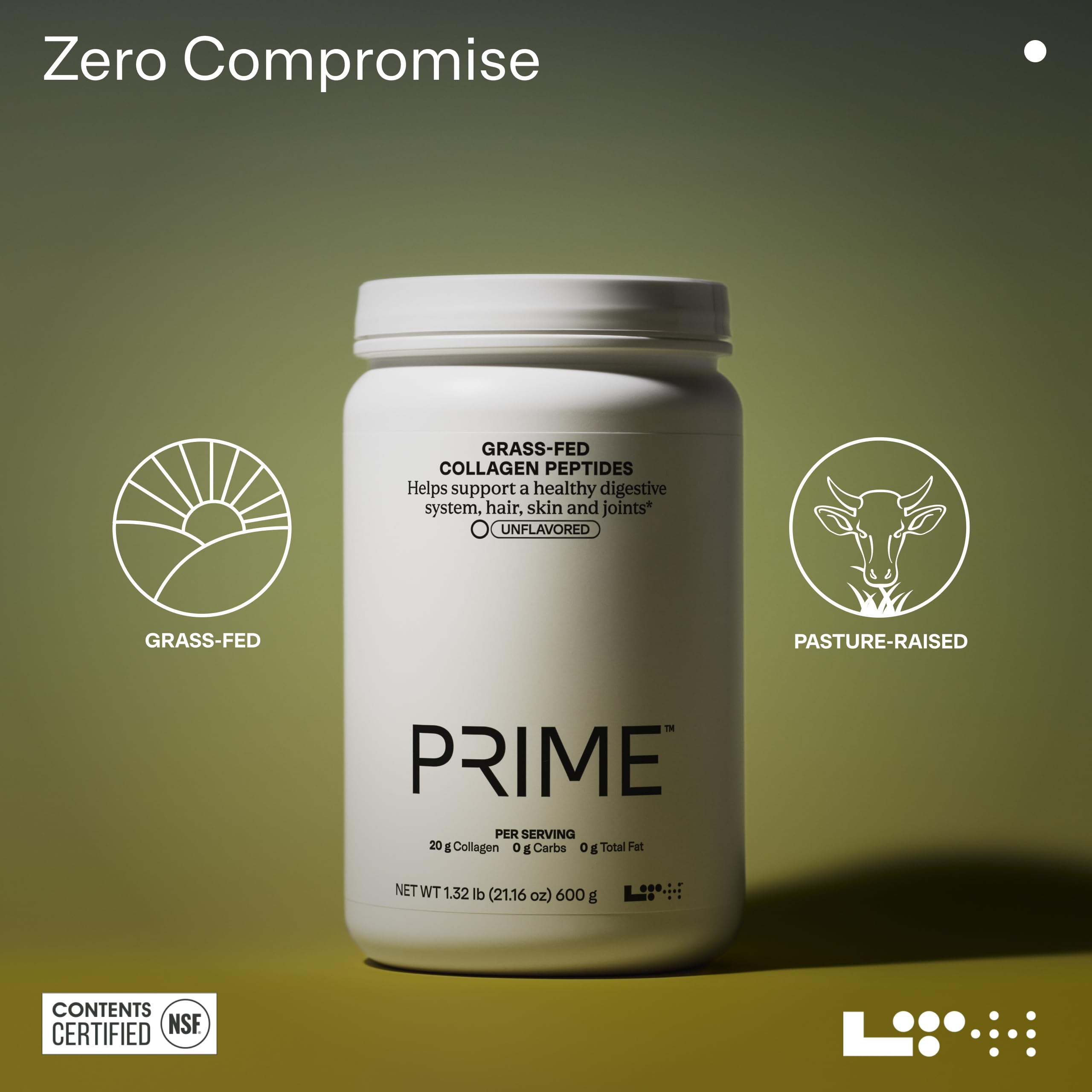 LTH Prime Collagen Peptides - Grass-Fed, Unflavored - 30 Servings