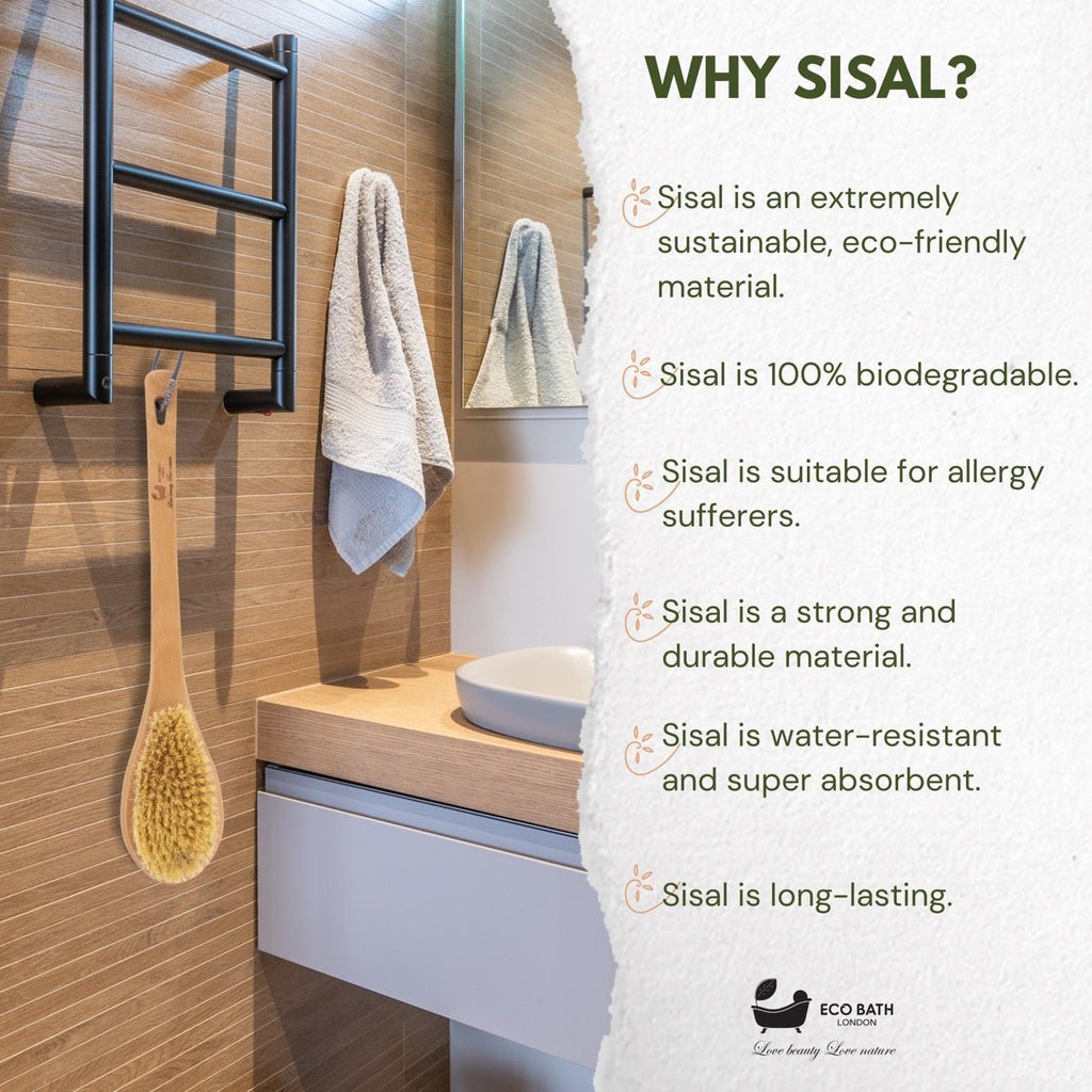 Natural Sisal or Bristle Body Brush for Dry Brushing and Showers by Eco Bath London | The Hackers Market