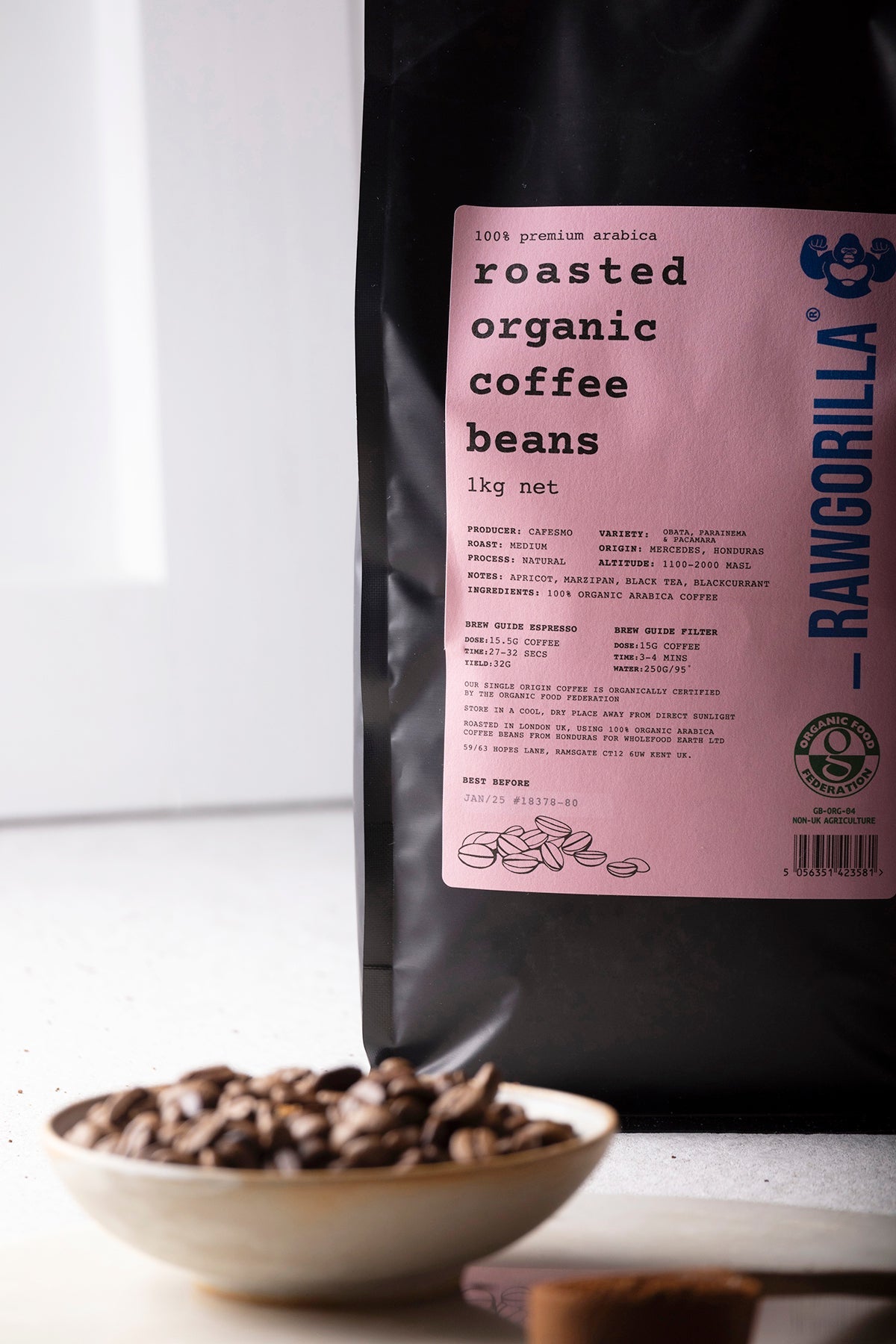 Roasted Organic Whole Coffee Beans - 1kg - RAWGORILLA by RawGorilla | The Hackers Market