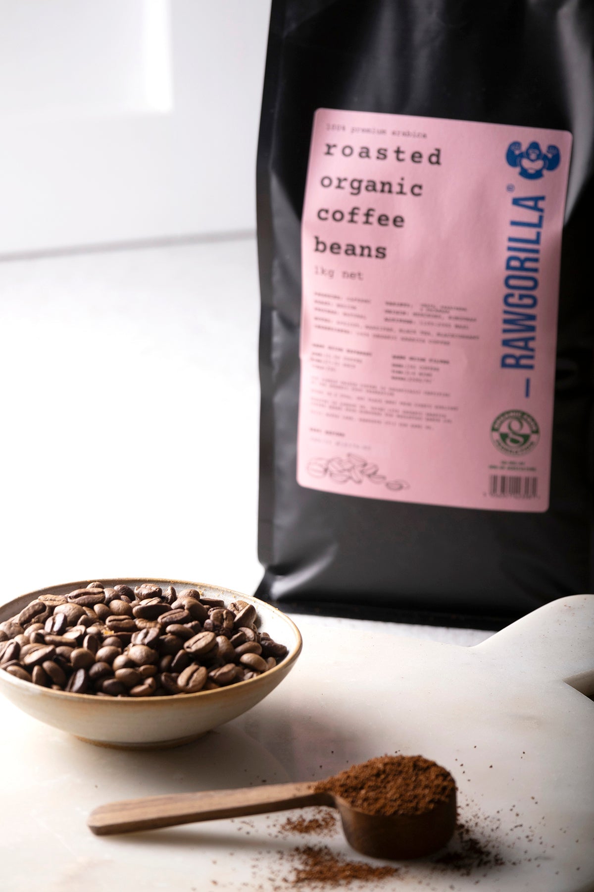 Roasted Organic Whole Coffee Beans - 1kg - RAWGORILLA by RawGorilla | The Hackers Market