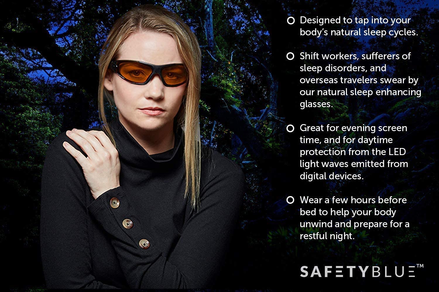 SafetyBlue Sleep Savior Deluxe Amber Lens Glasses – Blue & Green Light Blocking by Safety Blue | The Hackers Market