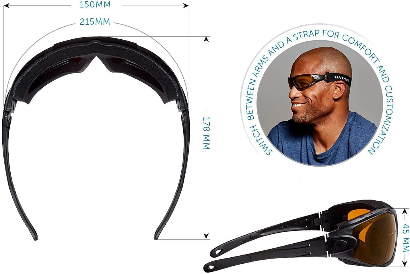 SafetyBlue Sleep Savior Deluxe Amber Lens Glasses – Blue & Green Light Blocking by Safety Blue | The Hackers Market