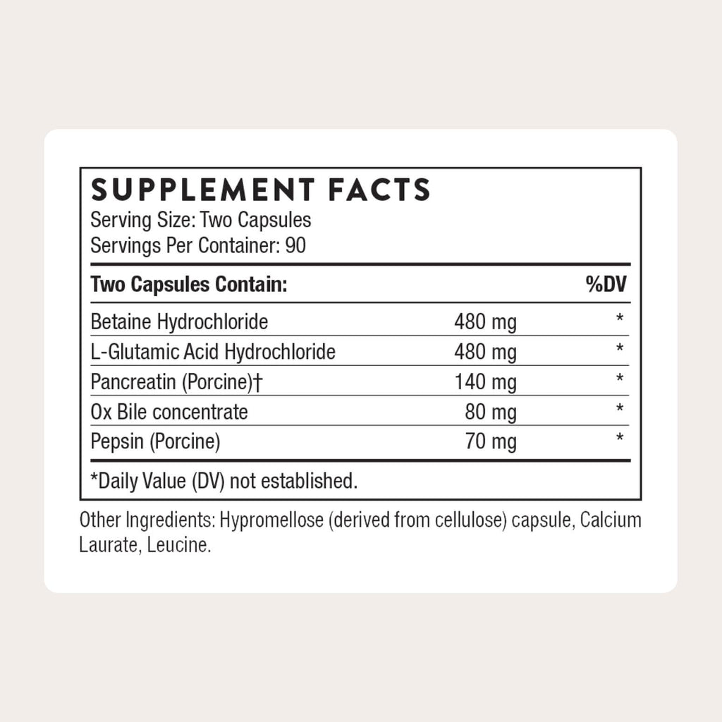 THORNE Advanced Digestive Enzymes – Gut Health Support with Pepsin, Ox Bile & Pancreatin – 90 Servings