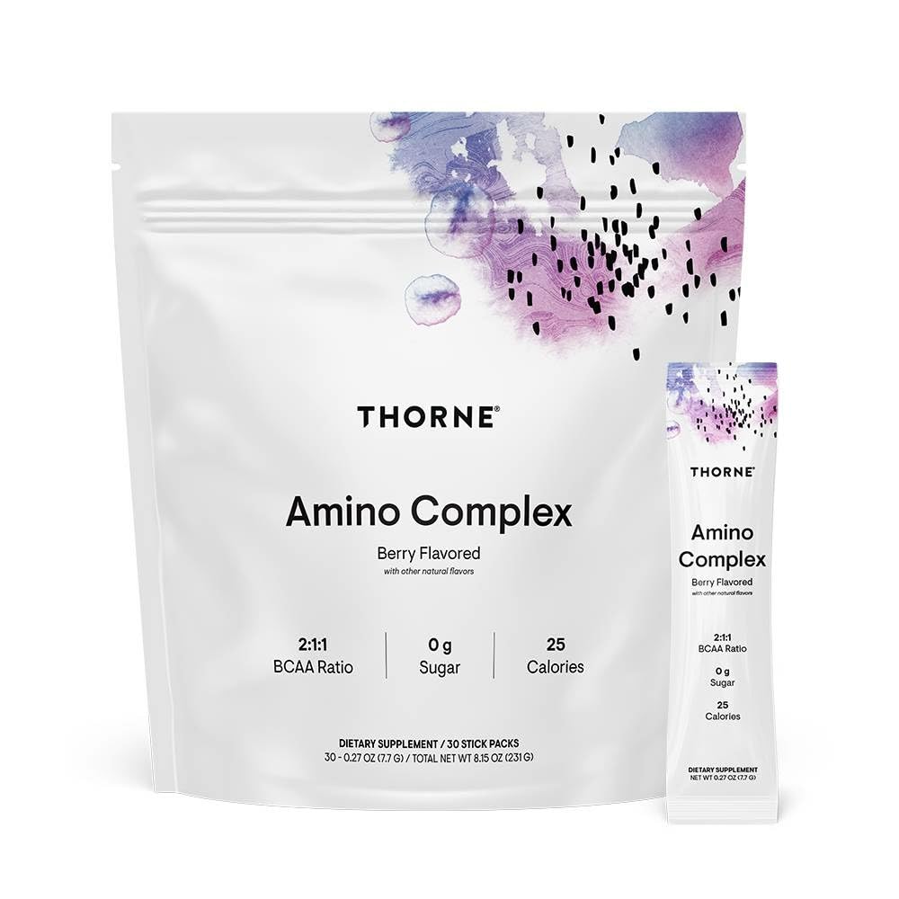 THORNE Amino Complex – Clinically Validated EAA & BCAA Powder for Pre/Post-Workout | NSF Certified for Sport | 30 Servings | Berry