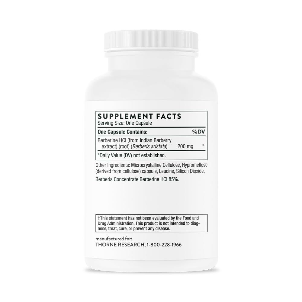 THORNE Berberine 200 mg (Formerly Berbercap) - 60 Capsules - Supports Heart, Immunity & Gut Health