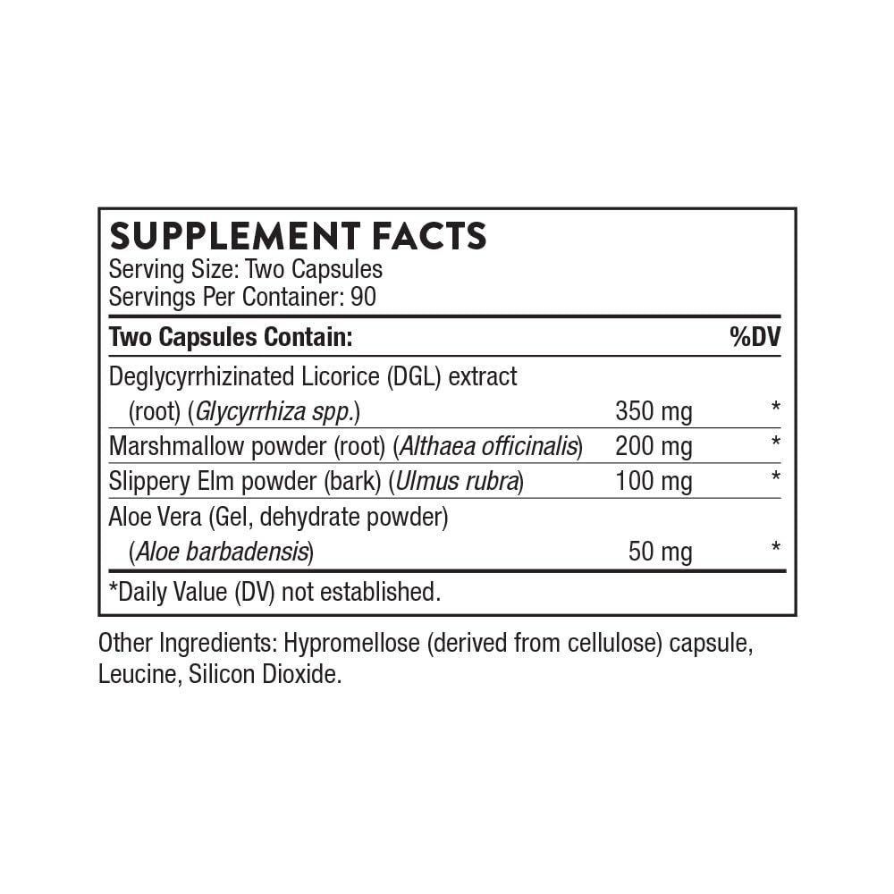 THORNE GI Relief - Digestive Support Supplement with Marshmallow Root, Aloe Vera, DGL & Slippery Elm Bark | 90 Servings