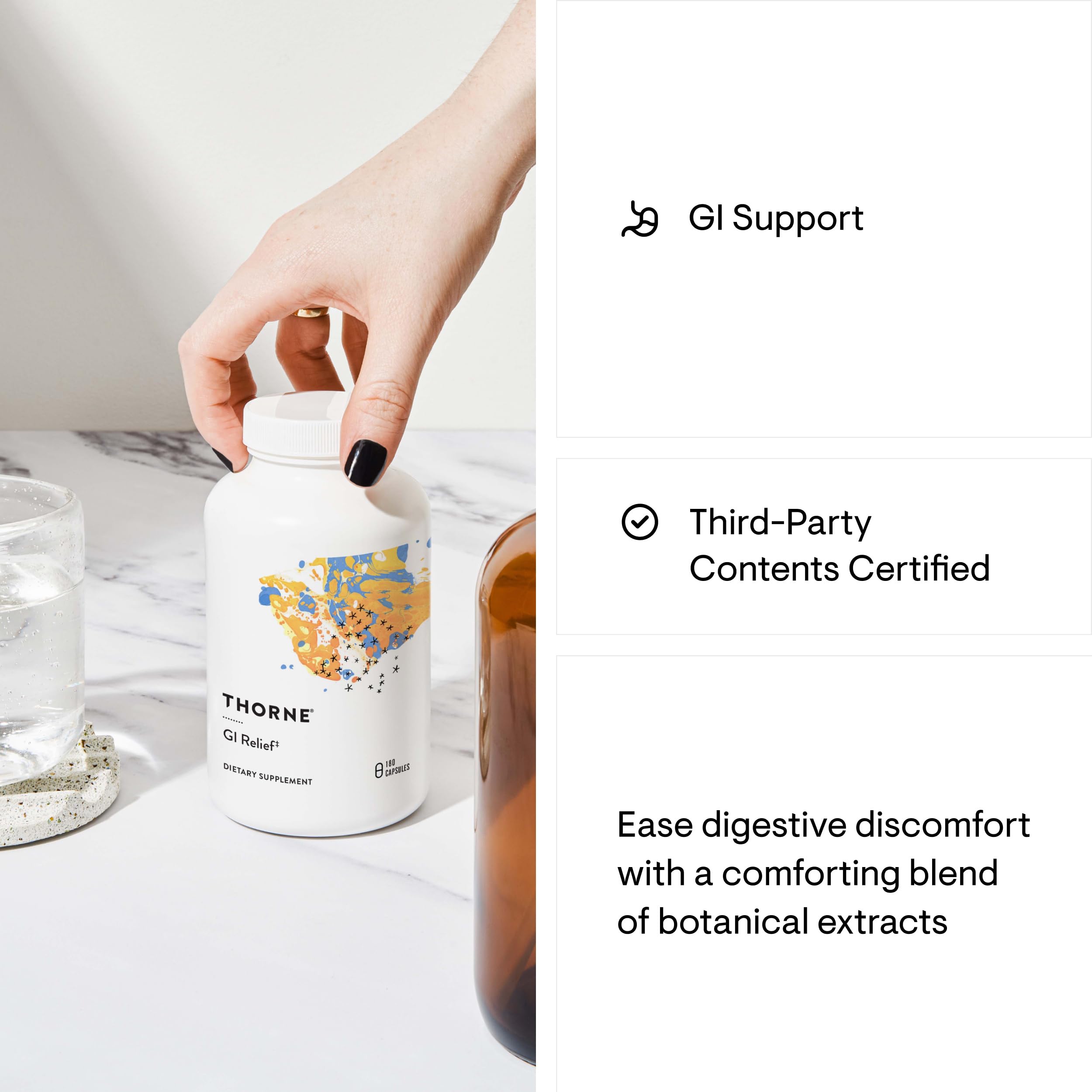 THORNE GI Relief - Digestive Support Supplement with Marshmallow Root, Aloe Vera, DGL & Slippery Elm Bark | 90 Servings