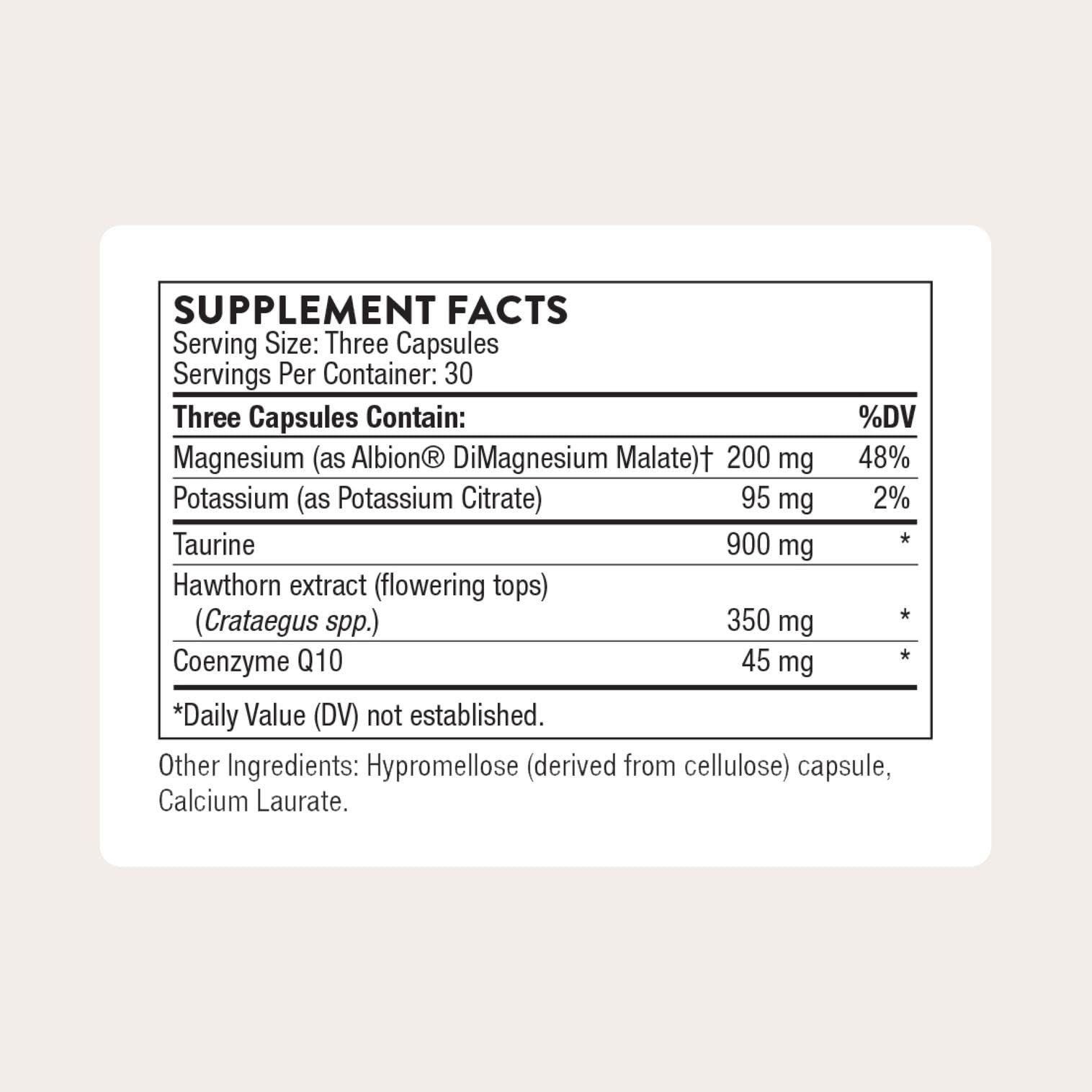 THORNE Heart Health Complex – CoQ10, Taurine & Hawthorn | 90 Capsules