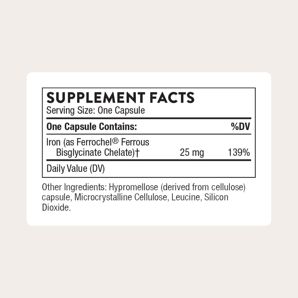 THORNE Iron Bisglycinate 25 mg – NSF Sport | Gluten-Free | 60 Servings