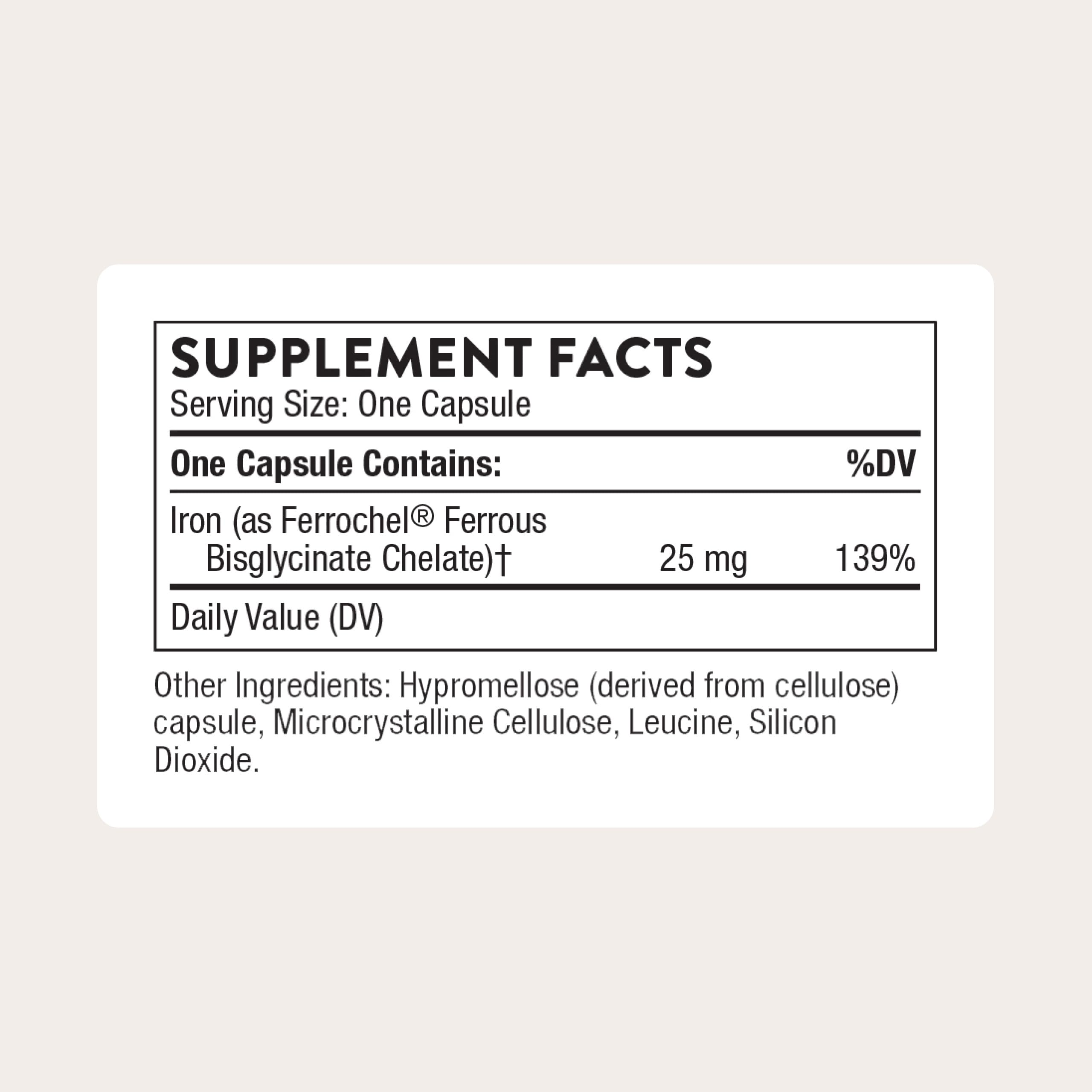 THORNE Iron Bisglycinate 25 mg – NSF Sport | Gluten-Free | 60 Servings