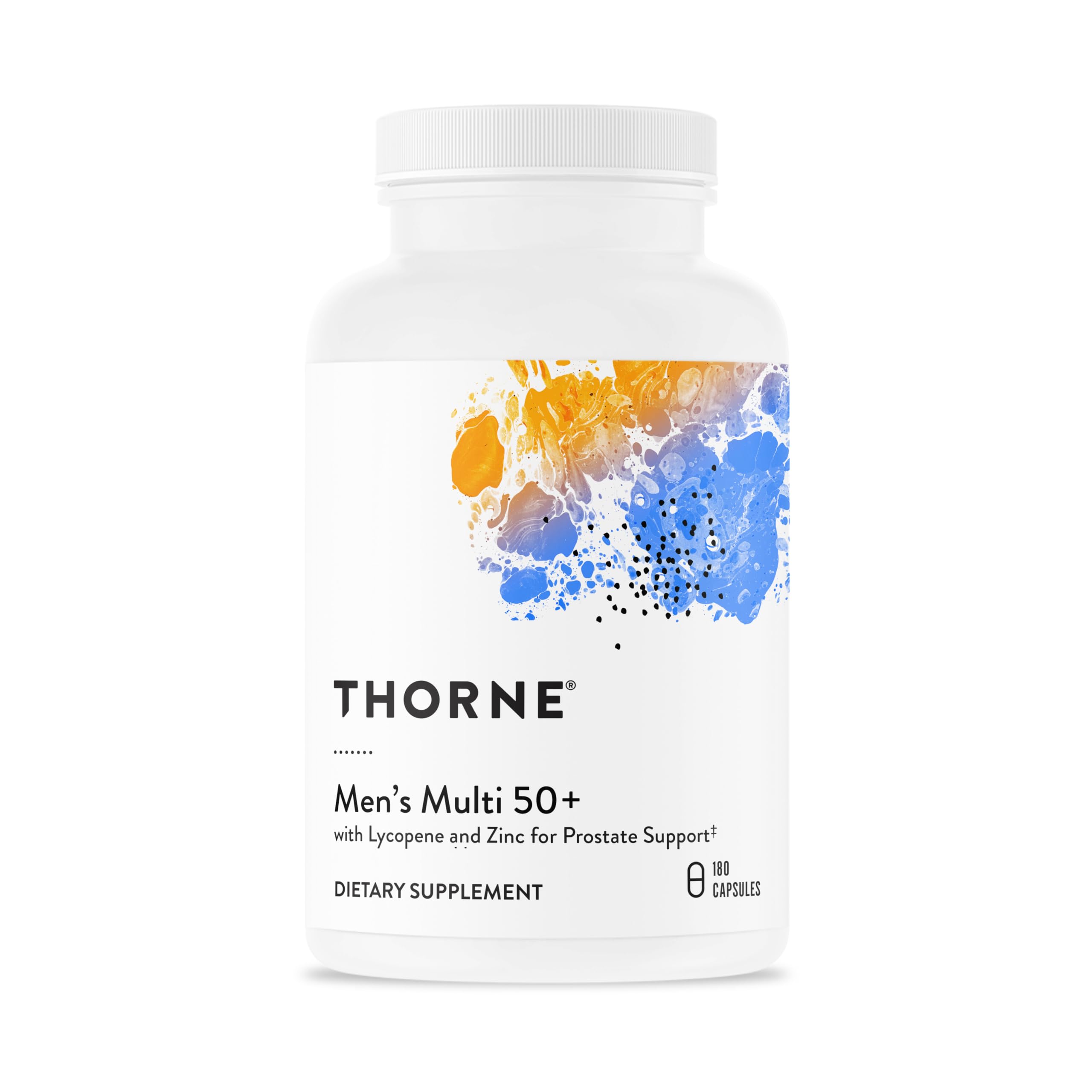 THORNE Men's Multi 50+ | Comprehensive Daily Multivitamin for Heart, Brain, Prostate & Immune Health | 180 Capsules