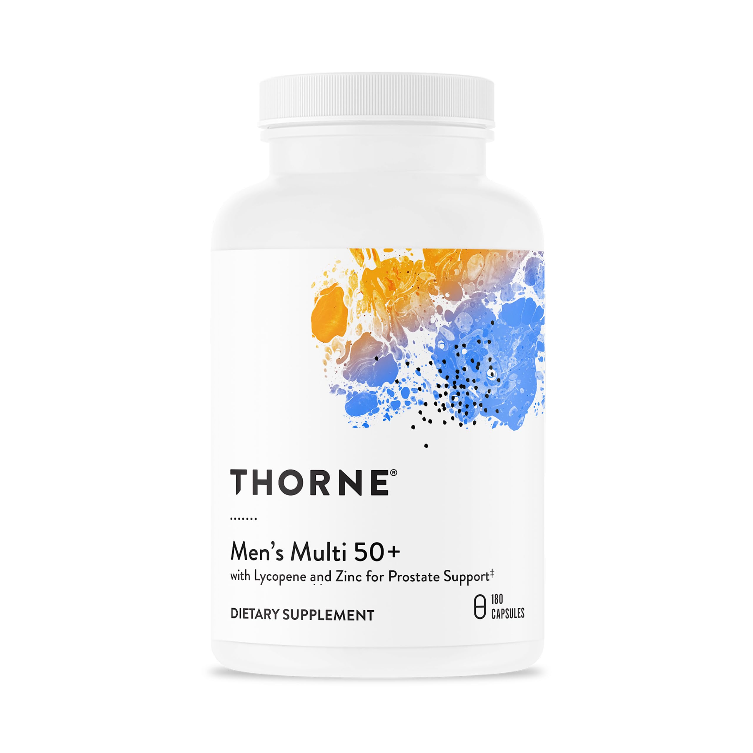 THORNE Men's Multi 50+ | Comprehensive Daily Multivitamin for Heart, Brain, Prostate & Immune Health | 180 Capsules