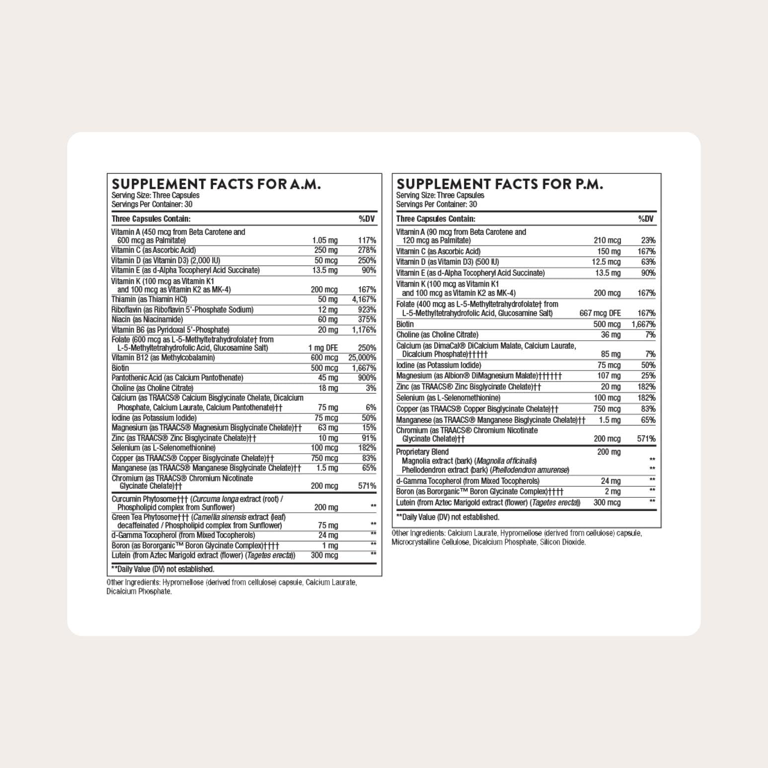 THORNE Multi-Vitamin Elite – AM & PM Daily Nutritional Supplement (Gluten-Free, Dairy-Free) | 180 Capsules