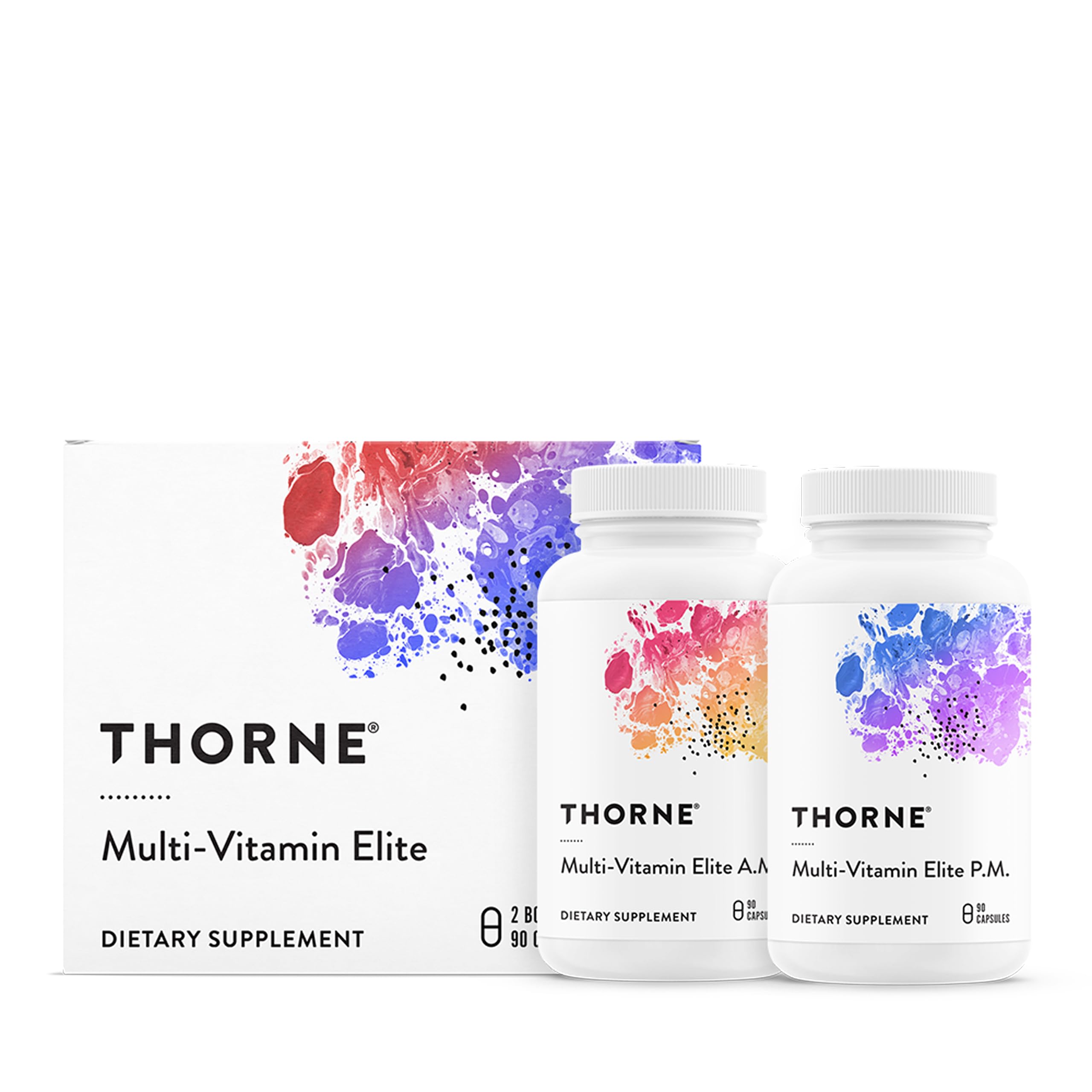 THORNE Multi-Vitamin Elite – AM & PM Daily Nutritional Supplement (Gluten-Free, Dairy-Free) | 180 Capsules