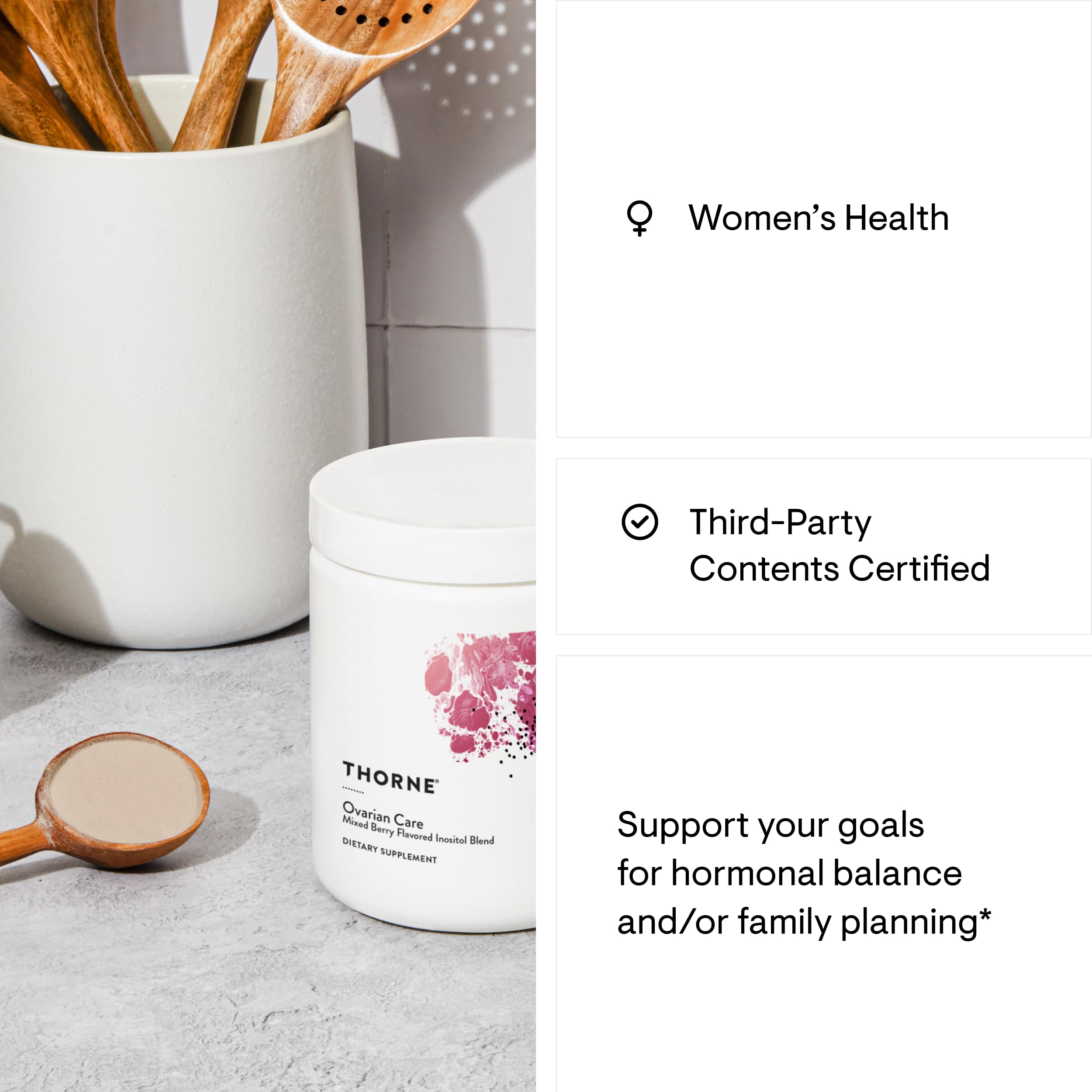 THORNE Ovarian Care – Inositol, CoQ10 & Polyphenols for Women’s Health – Mixed Berry, 7.55 oz, 60 Servings