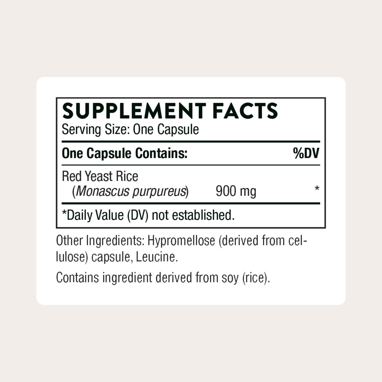 THORNE Red Yeast Rice 900mg – Gluten-Free Cholesterol Support Supplement | 120 Capsules