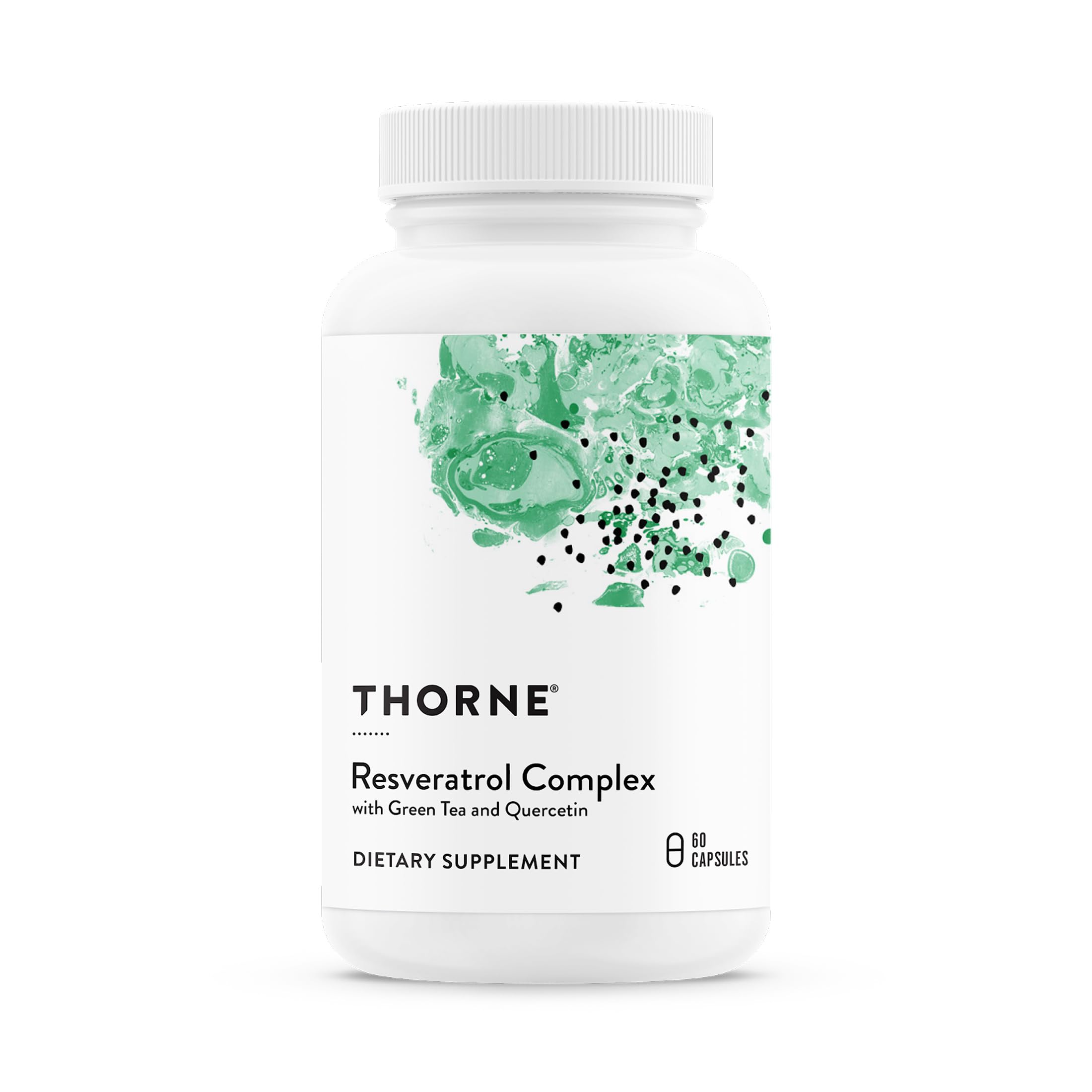 THORNE Resveratrol Complex – Trans-Resveratrol with Green Tea, Quercetin & Curcumin Phytosome (60 Caps) – Third-Party Certified