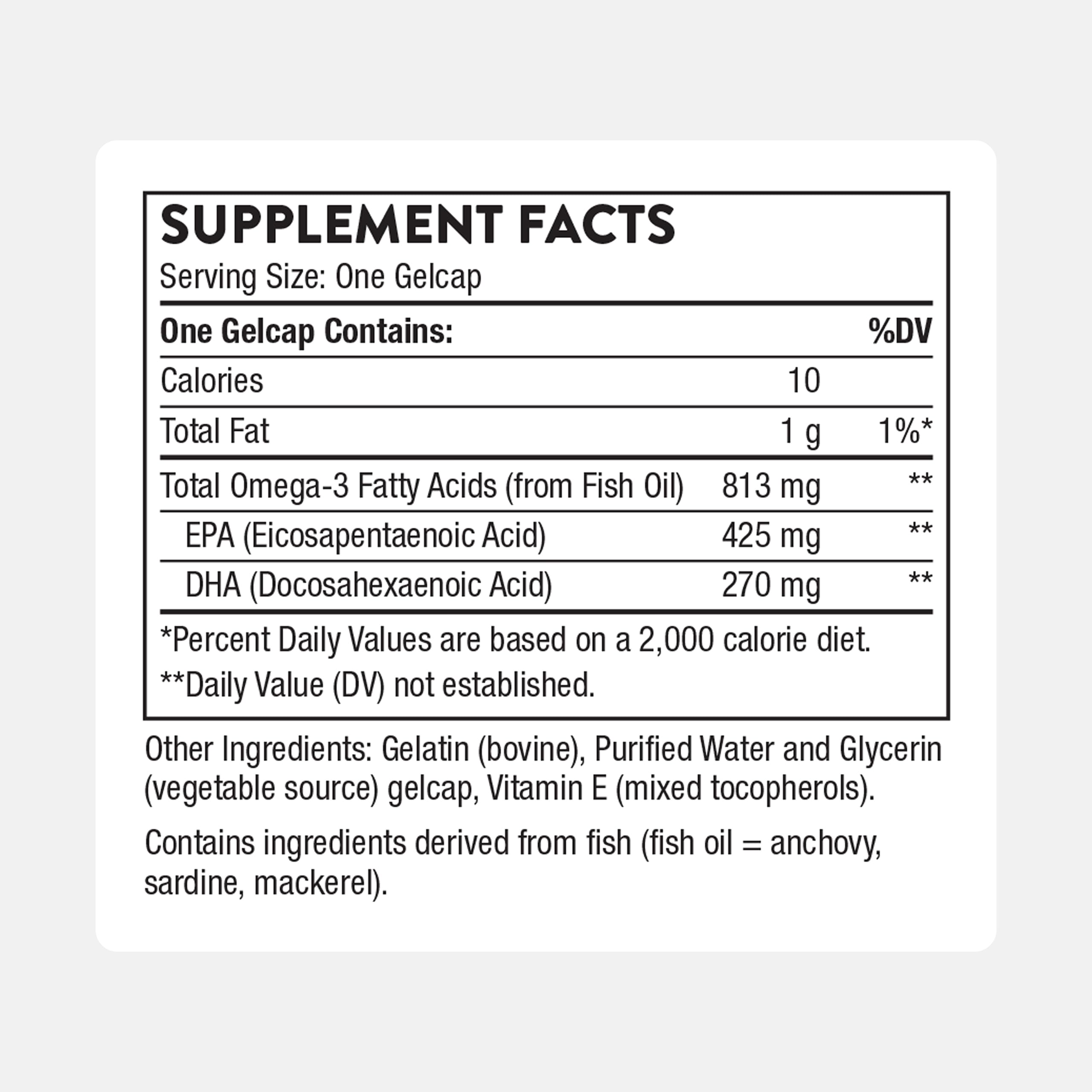 THORNE Super EPA Omega-3 - EPA 425mg & DHA 270mg | 180 Gelcaps - Gluten, Dairy & Soy-Free