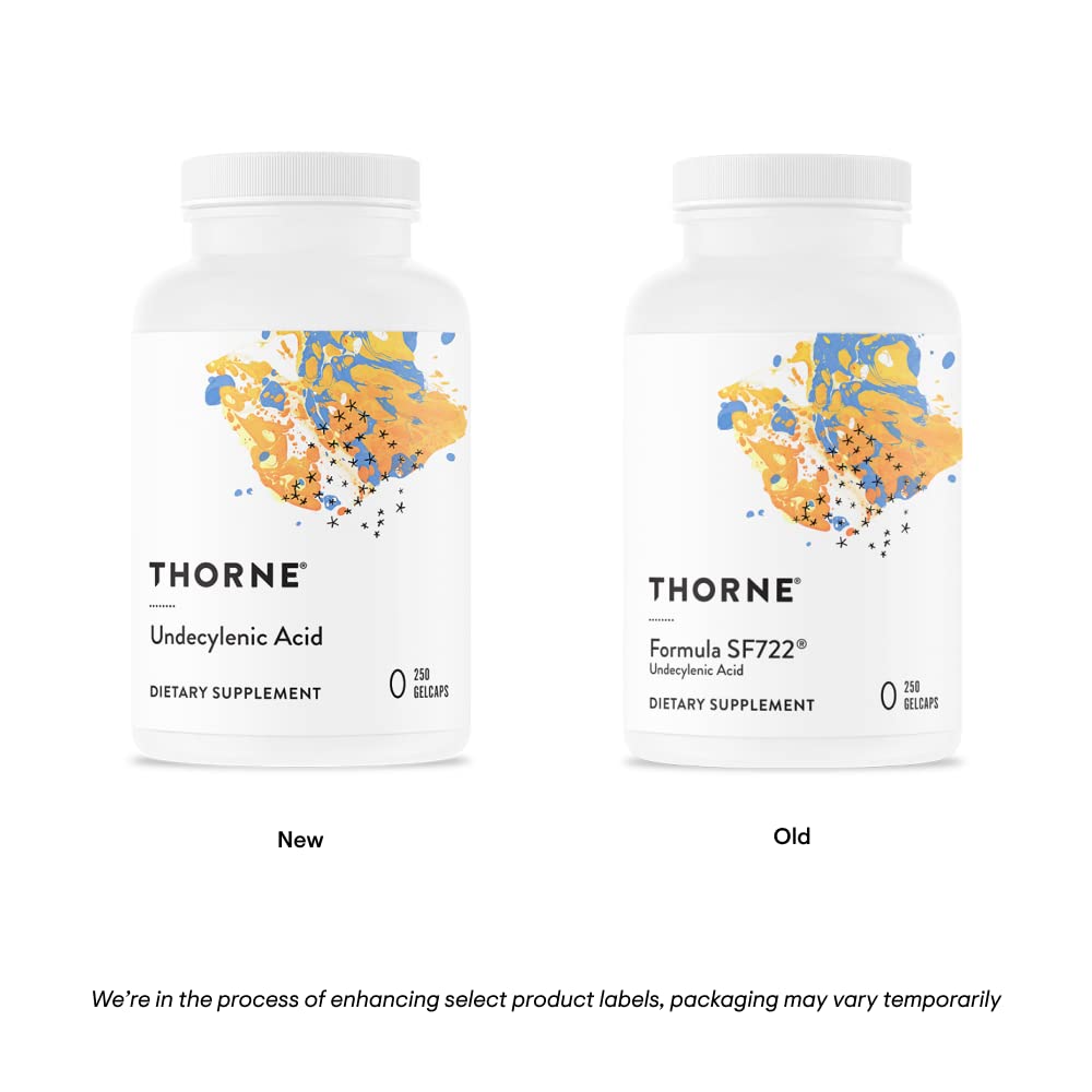 THORNE Undecylenic Acid 250 mg – Supports Gut & Vaginal Flora, Gluten Free • 250 Gelcaps, 50 Servings