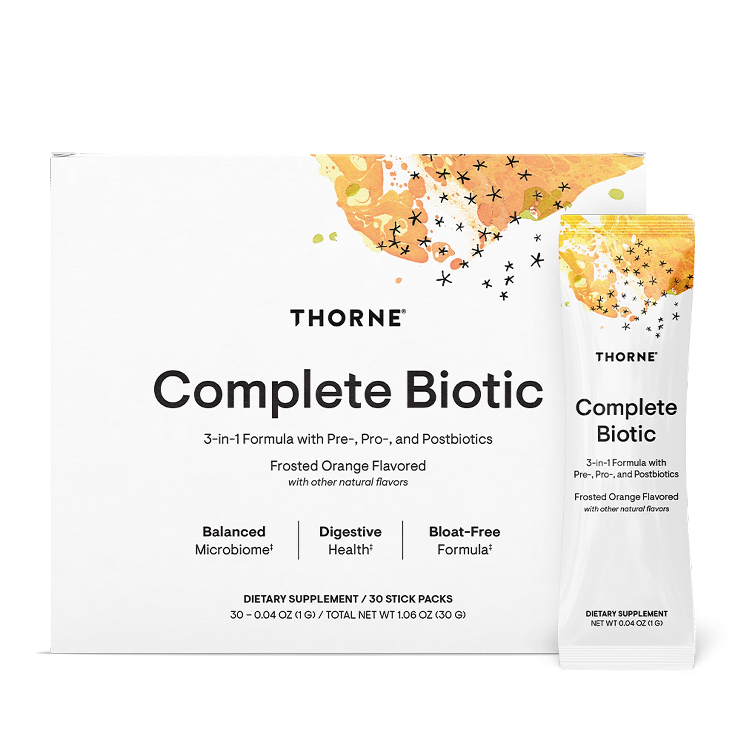 THORNE Complete Biotic – Probiotic, Prebiotic & Postbiotic for Gut Health | 30 Servings