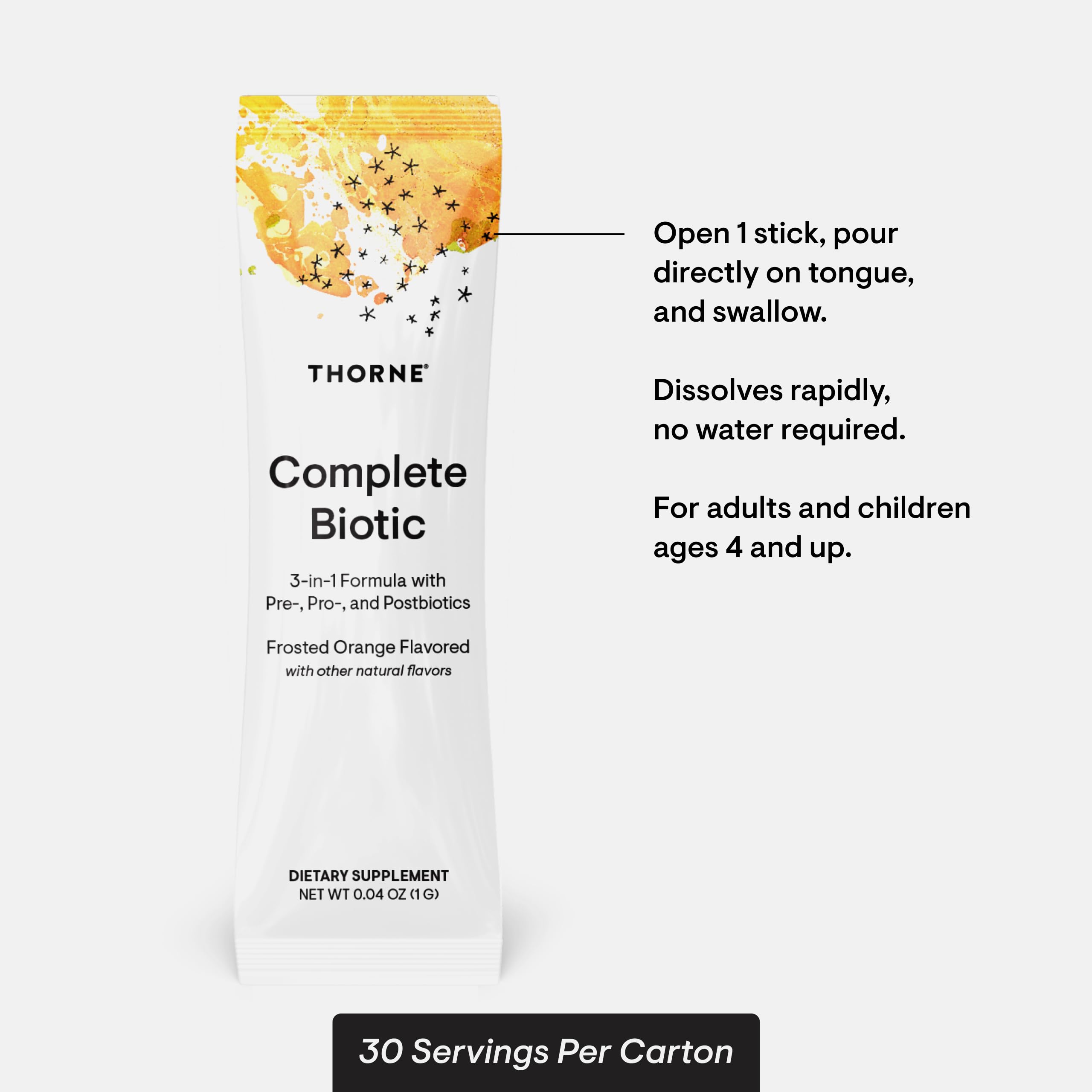 THORNE Complete Biotic – Probiotic, Prebiotic & Postbiotic for Gut Health | 30 Servings